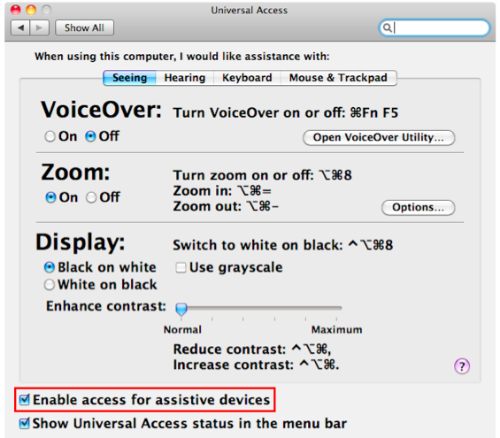 Enable Access For Assistive Devices Mac Sierra